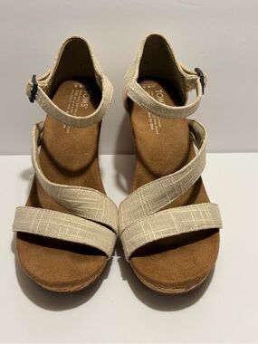 TOMS Natural Linen Crisscross Ankle Strap Sandals